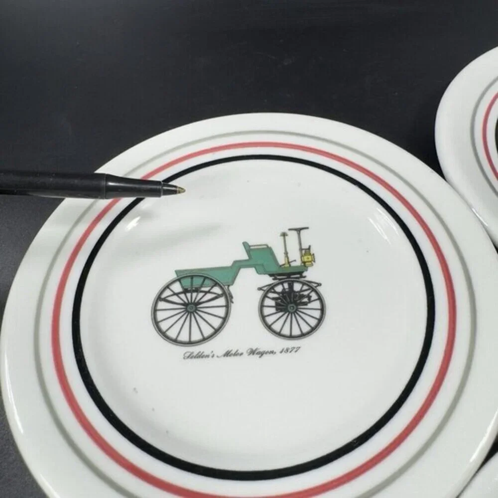 Shenango China RIMROL Restaurant Ware USA Antique Cars All Different Plates Set4
